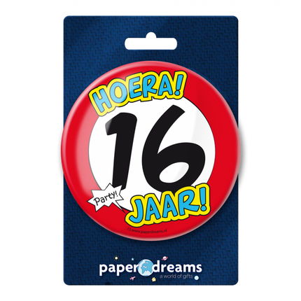 Feestbazaar XL Button 16 jaar
