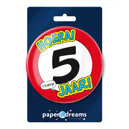Feestbazaar XL Button 5 jaar