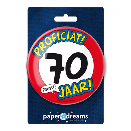 Feestbazaar XL Button 70 jaar