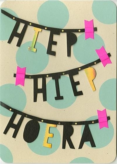 Feestbazaar XL Verjaardagskaart Hiep Hiep Hoera Slinger