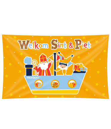 Feestbazaar XXL Gevelvlag Welkom Sint & Piet (90x150xm)