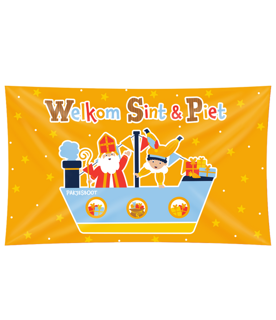 Feestbazaar XXL Gevelvlag Welkom Sint & Piet (90x150xm)