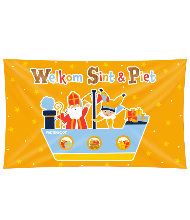 Feestbazaar XXL Gevelvlag Welkom Sint & Piet (90x150xm)