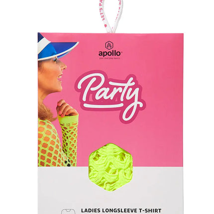 Feestbazaar Yellow Poison Netshirt Stretch Lange Mouw