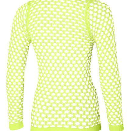 Feestbazaar Yellow Poison Netshirt Stretch Lange Mouw