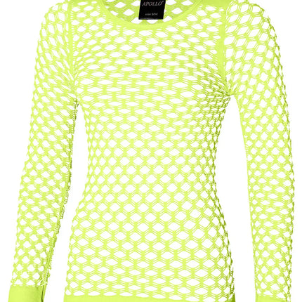 Feestbazaar Yellow Poison Netshirt Stretch Lange Mouw