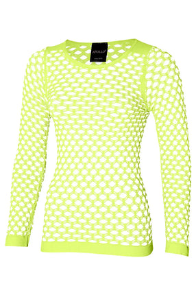 Feestbazaar Yellow Poison Netshirt Stretch Lange Mouw