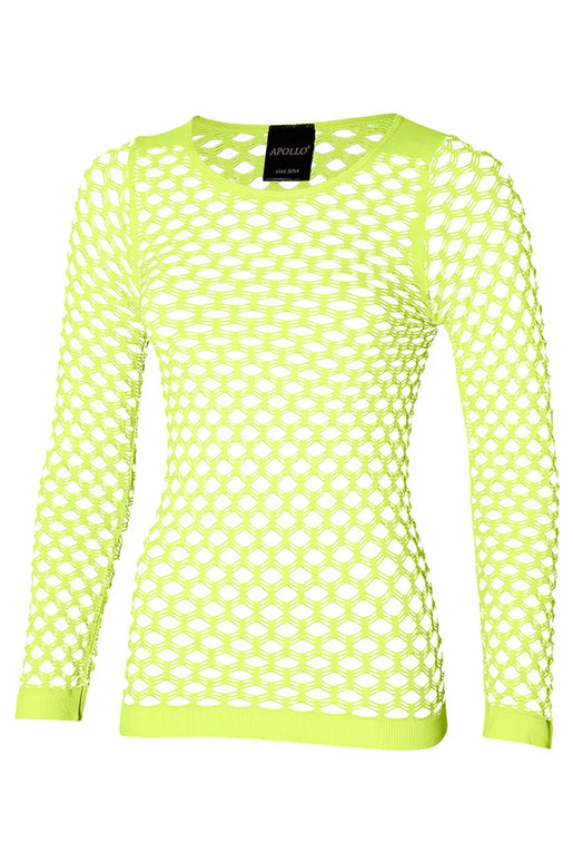 Feestbazaar Yellow Poison Netshirt Stretch Lange Mouw