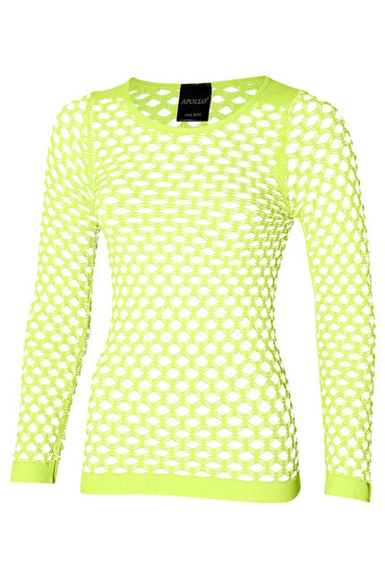 Feestbazaar Yellow Poison Netshirt Stretch Lange Mouw