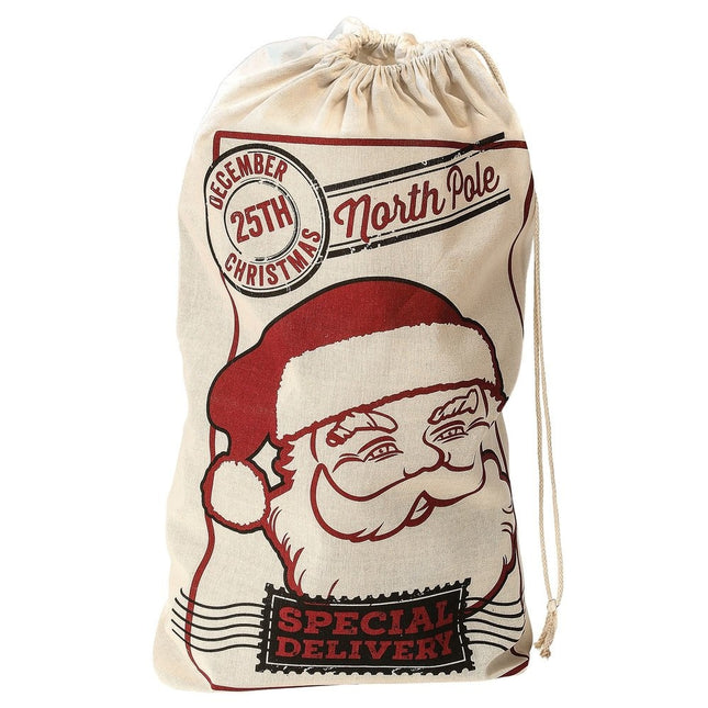 Feestbazaar Zak Kerstman Jute Special Delivery 80x50cm