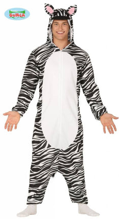 Feestbazaar Zebra Jumpsuit met Capuchon