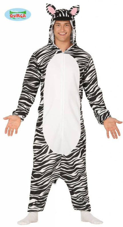 Feestbazaar Zebra Jumpsuit met Capuchon