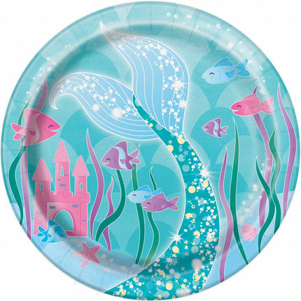 Feestbazaar Zeemeermin bordjes 17cm 8 stuks