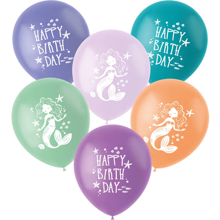 Feestbazaar Zeemeermin Magic Happy Birthday Ballonnen (6st)