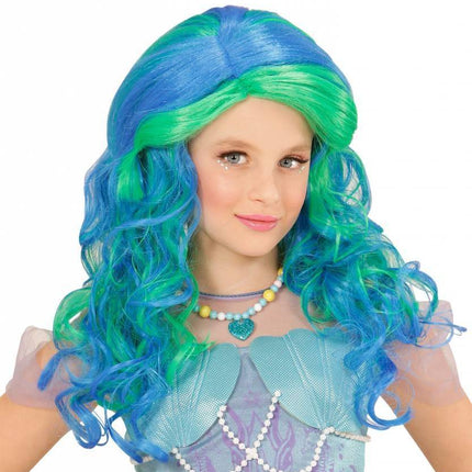 Feestbazaar Zeemeermin pruik kind blauw/groen