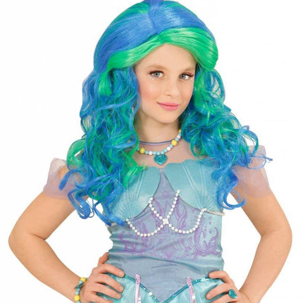 Feestbazaar Zeemeermin pruik kind blauw/groen