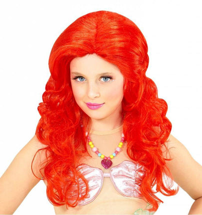 Feestbazaar Zeemeermin pruik kind rood