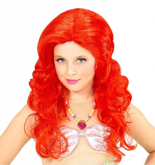 Feestbazaar Zeemeermin pruik kind rood