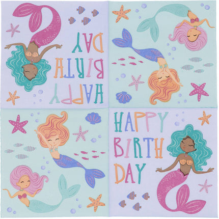Feestbazaar Zeemeermin Servetten Magic Happy Birthday (20st)