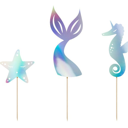 Feestbazaar Zeemeermin Taart Toppers Set 3 delig