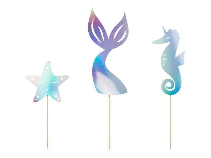 Feestbazaar Zeemeermin Taart Toppers Set 3 delig