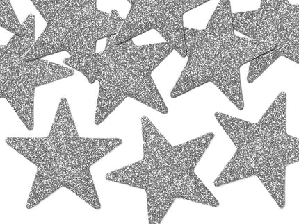 Feestbazaar Zilveren 5cm Sterren Glitter Decoratie (8st)