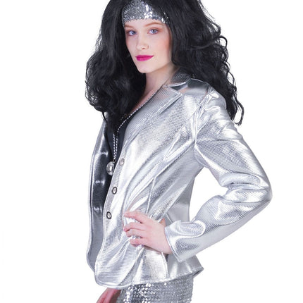 Feestbazaar Zilveren disco colbert dames