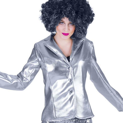 Feestbazaar Zilveren disco colbert dames