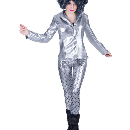 Feestbazaar Zilveren disco colbert dames