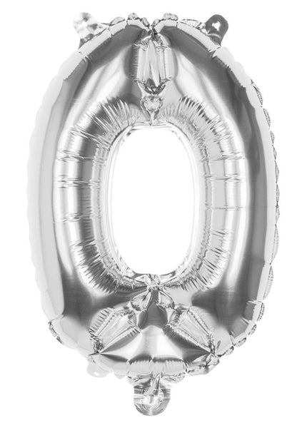 Feestbazaar Zilveren folieballon cijfer '0' 36cm