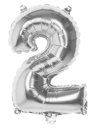 Feestbazaar Zilveren folieballon cijfer '2' 36cm