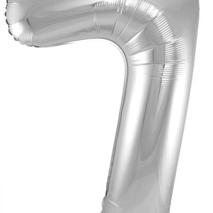 Feestbazaar Zilveren Folieballon Cijfer 7- 86 cm