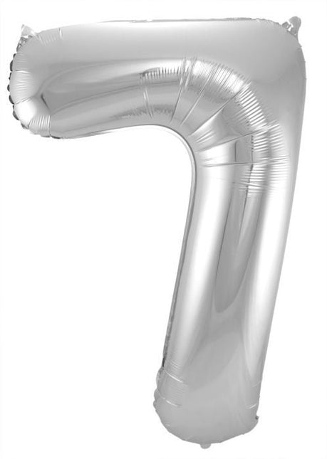 Feestbazaar Zilveren Folieballon Cijfer 7- 86 cm