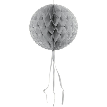 Feestbazaar Zilveren honeycomb bol - 30 cm