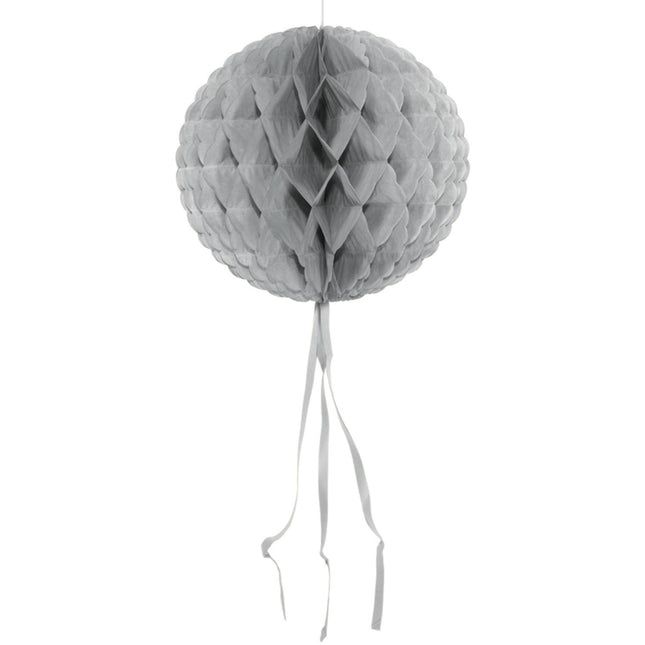 Feestbazaar Zilveren honeycomb bol - 30 cm