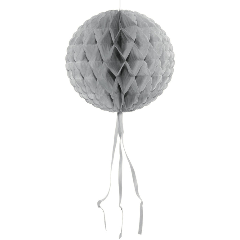 Feestbazaar Zilveren honeycomb bol - 30 cm