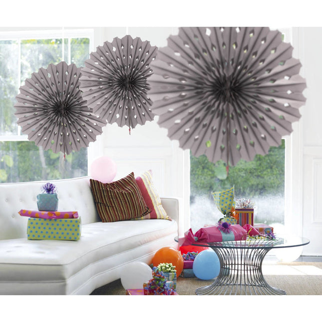 Feestbazaar Zilveren Honeycomb Waaier - 45cm