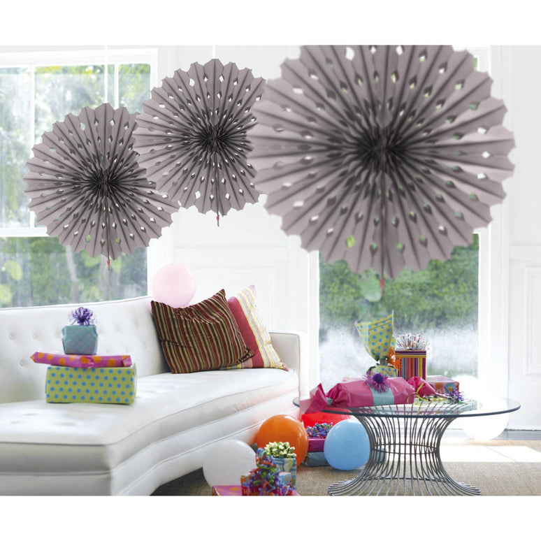 Feestbazaar Zilveren Honeycomb Waaier - 45cm