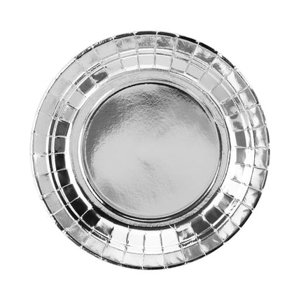 Feestbazaar Zilveren Metallic Gebaksbordjes 18cm - 6 stuks