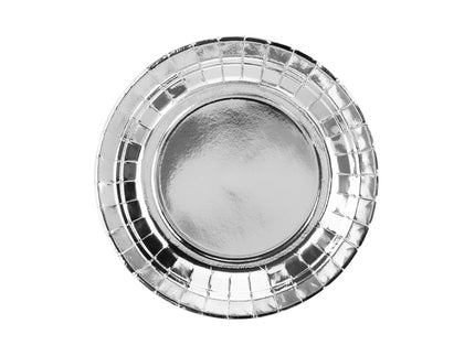 Feestbazaar Zilveren Metallic Gebaksbordjes 18cm - 6 stuks