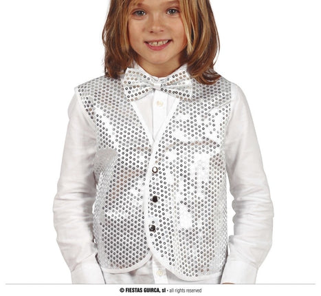 Feestbazaar Zilveren Pailletten Gilet Kind