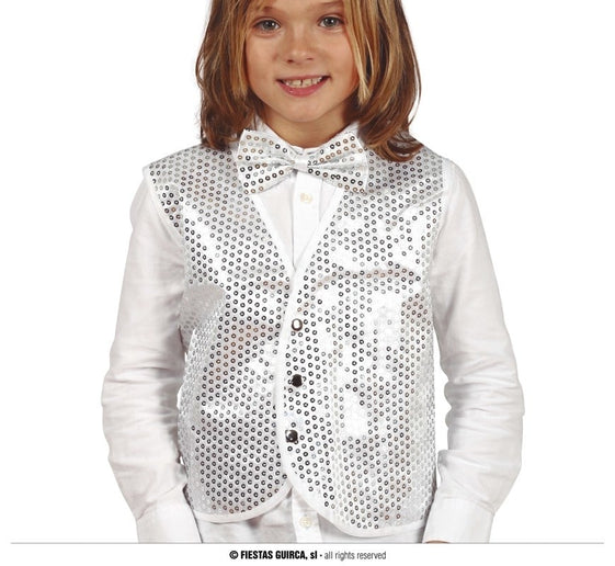 Feestbazaar Zilveren Pailletten Gilet Kind