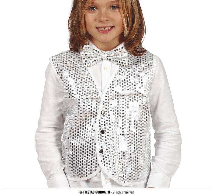 Feestbazaar Zilveren Pailletten Gilet Kind