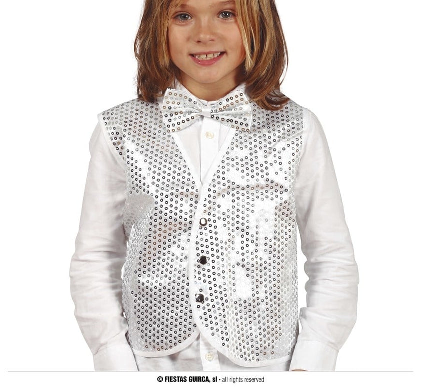 Feestbazaar Zilveren Pailletten Gilet Kind