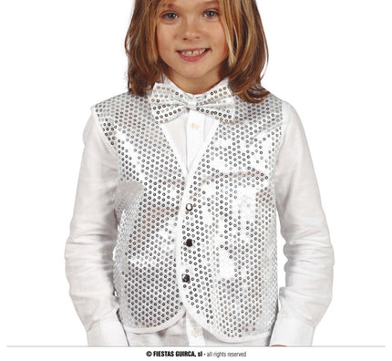 Feestbazaar Zilveren Pailletten Gilet Kind