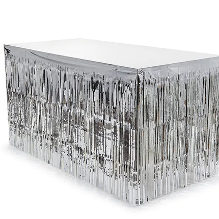 Feestbazaar Zilveren Tafelrok 300x80cm