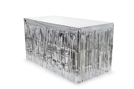 Feestbazaar Zilveren Tafelrok 300x80cm