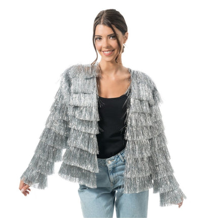 Feestbazaar Zilveren Tinsel Festival Jas Dames