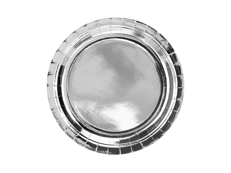 Feestbazaar Zilverkleurige Metallic Borden 23cm - 6 stuks