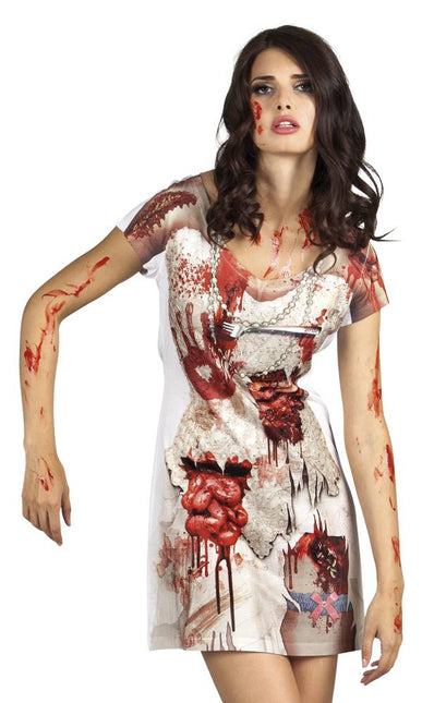 Feestbazaar Zombie jurkje/shirt fotorealistisch